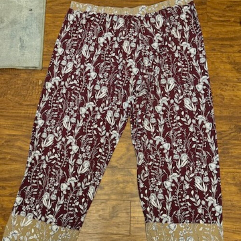 Susan Graver Floral Pants, 2X